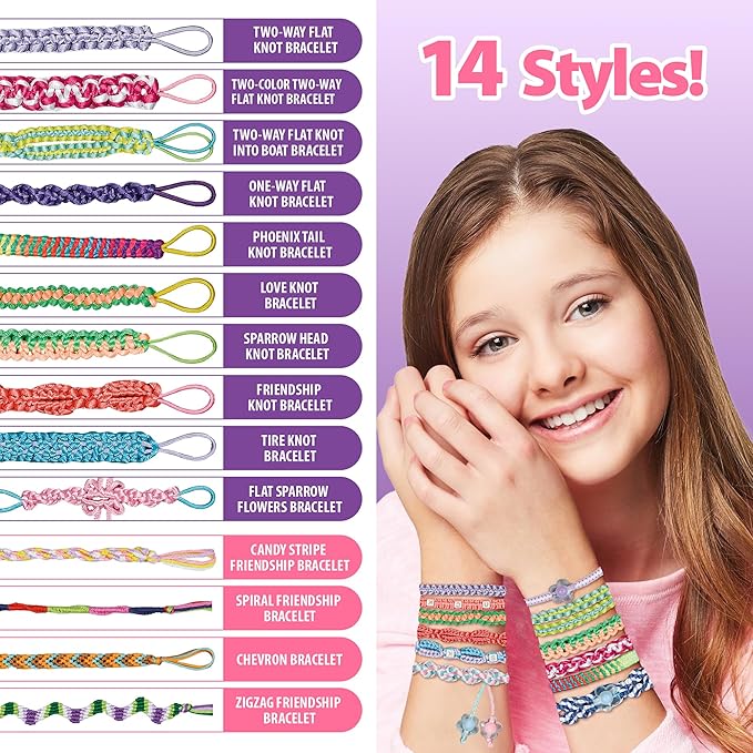 Yolscue Friendship Bracelet Making Kit for Girls,Bracelet Kit Toys,Arts and Crafts for Kids Age 7-12,Best Birthday Gifts Ideas for Ages 7,8,9,10,11,12 Year Old,Kids Bracelet String Toys Set (Yellow)