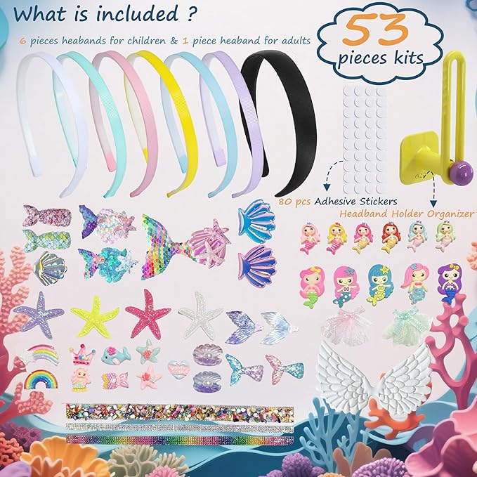 GO2HEJING Headband Making Kit for Girls - Make Your Own Fashion Headbands, Hair Accessories for Girls, DIY Arts and Crafts Gifts for Ages 6-9 Years Old