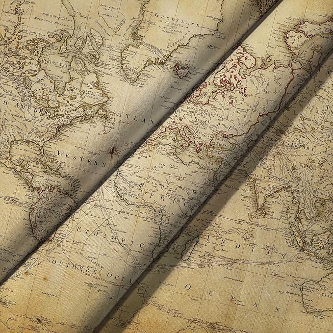 Old World Map Tapestry, Vintage Geographical Distribution Wall Hanging, Brown Historical Atlas Educational Poster for Wall Classroom Bedroom Living Room Office 60x40 Inch