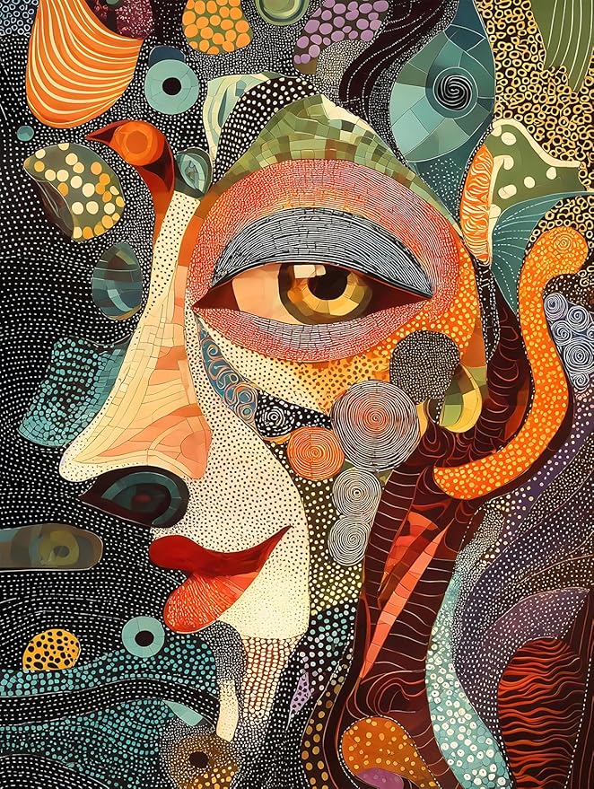 Mysterious Face Jigsaw Puzzles for Adults 1000 Pieces, 6 Colors on Back Puzzles, Pieces Fit Together Perfectly, Puzzle Size 26.6x19.2