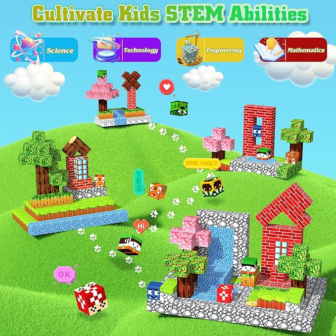 150PCS Magnetic Blocks-Magnetic Building Blocks Magnet Toys Set Stacking Forest World with Magnet Construction Toys STEM Sensory Gift for Kids Toddlers Boys & Girls Birthday Gifts Ages 3+