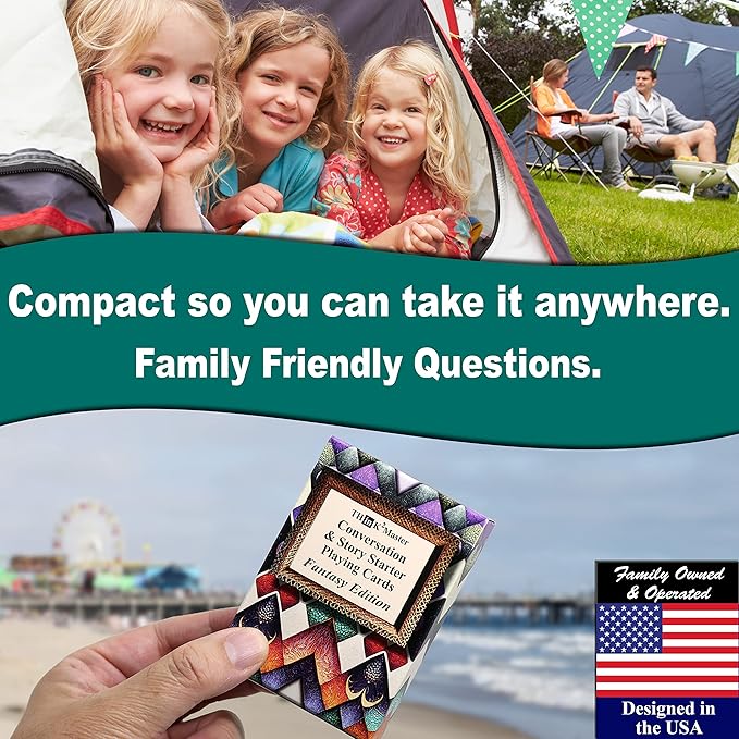 THINK2MASTER Fantasy Edition Playing Cards, 54 Cards with Family Friendly Questions & Images for Conversations, Story Starters - Tabletop Game