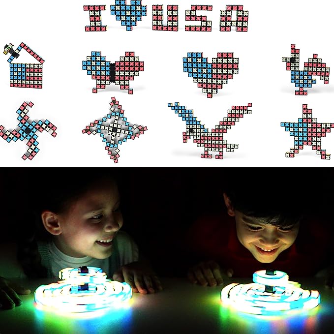 TOSY Magnet Cube 2x2 - 8 Blocks, 2 in 1 Toy: 2x2x2 Puzzle Cube and Customizable Infinity Cube, Glowing, UV Flashlight, Fidget/STEM/STEAM Magnet Tiles Birthday Gift for Kids/Teens/Adults, 4-Pack