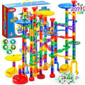 JOYIN 207Pcs Glowing Marble Run, Construction Building Blocks Toys with 5 Glow in The Dark, STEM Toy for Boys and Girls, Educational Toy, Gift for Christmas(147 Plastic Pieces + 60 Glass Marbles)