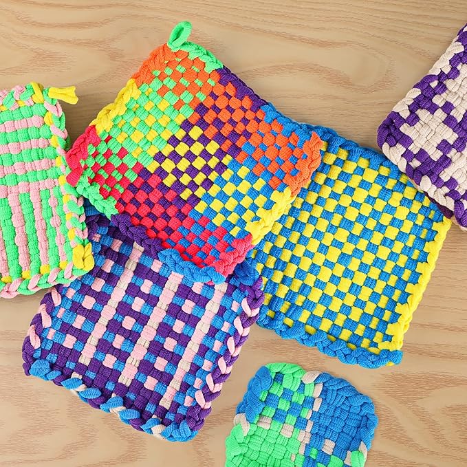 Weaving Loom Kit Toys Crafts - Arts and Crafts for Kids and Adults - Great Birthday Gifts for Girls Ages 6 7 8-12 13 Years Old - Sturdy Frame Potholder Loom Making Kits Portable Box and Craft Loops