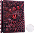 3D Dragon Eye Embossed Journal,Resin Engraving Notebook,Dnd notebook for Dragon Lovers ，Blank Paper,Hardcover Travel Notepad for Writing,Sketchbook,Collection,Gift,Decoration A4 and A5 Size (A5-Red-Lined)