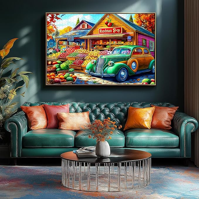 Colorful Fruit Shop 1000 Piece Jigsaw Puzzle for Adults, Impossible Hard Unique Difficult Challenging Puzzles for Adults Fun, Vibrant Imagery Jigsaw Puzzles for Game Nights Family,Friends