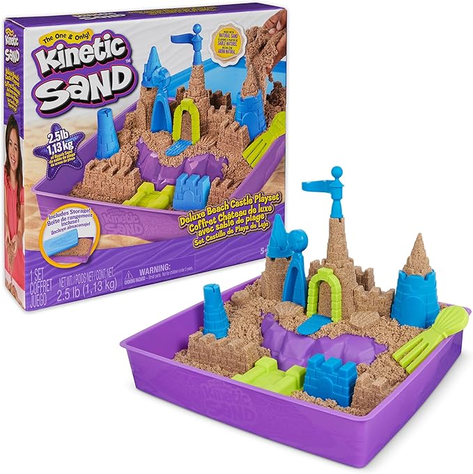 Kinetic Sand, Deluxe Beach Castle Playset with 2.5lbs Play Sand, Tools & Molds, Sensory Toys, Holiday Gifts & Stocking Stuffers for Kids Ages 3 and up