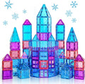 Magnetic Tiles Building Blocks for 3 4 5 6 7 8+ Years Old Boys Girls Colorful Magnet Stacking Toys Birthday Gift for Toddlers STEM Preschool Educational Construction Tiles Set for Kids (Blue)