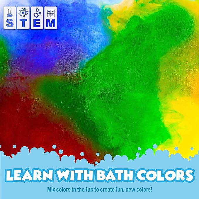 Tub Works Bath Color Tablets for Kids, 150 Count | Nontoxic & Fragrance-Free | Fizzy & Vivid Bath Color Tablets Create Fun Bath Colors | 7 Colored Water Tablets for Variety | BathBombs for Kids Bath