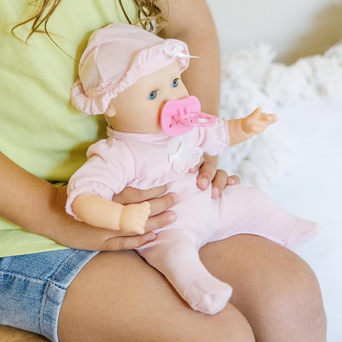 Melissa & Doug Mine to Love Jenna 12" Baby Doll with Moving Eyes, Thumb & Pacifier Sucking Action, Doll Clothes & Accessories, Toddler Toys for Girls & Boys Ages 18 Mo+