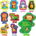 9 PCS Kids Lacing Cards, 9 Double Sided Wild Animals Sewing Cards with 9 Colorful Laces, Educational & Learning Toys for Preschoolers, Kids Ages 3+