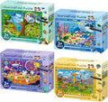 4 Pack Search and Find Puzzles for Kids Ages 4-6 6-8 8-10, Space Forest Ocean Amusement Park Kids Puzzles, 60 Pieces Jigsaw Puzzle for Adults Kids Learning Puzzle Toys Gifts for Girls Boys(14x10 inch)