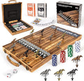 ropoda 23 inches Horse Race Board Game with 11 Luxury Horses,Foldable Wood Horse Racing Board Game with 100 Pcs Chips,2 Dice and 2 Boxes of Cards,Vintage Color