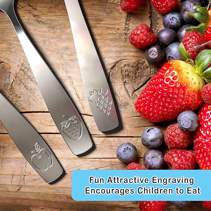 CHILLOUT LIFE Stainless Steel Kids Silverware Set 15 Pieces - Child and Toddler Safe Flatware - Kids Utensil Set - Metal Kids Cutlery Set Includes 5 Small Kids Spoons, 5 Forks & 5 Knives