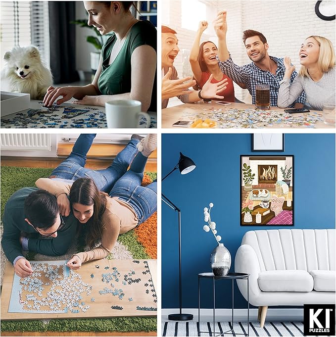 500 Piece Puzzle for Adults Hygge Collection Cozy Fireplace by Olivia Gibbs Blueboard Puzzle Jigsaw + Bonus Candle KI Puzzles from Playview
