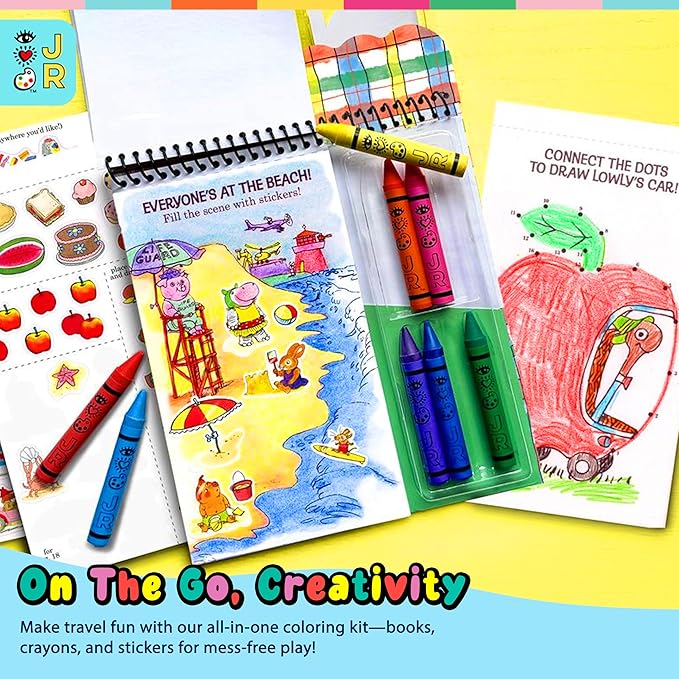 Bright Stripes Richard Scarry Busy World Art on The Go Travel Kit for Kids| Preschool Coloring & Activity Set Ages 3+| 50 Pages,Stickers & Crayons|Creative On-The-Go Fun for Toddlers & Young Children