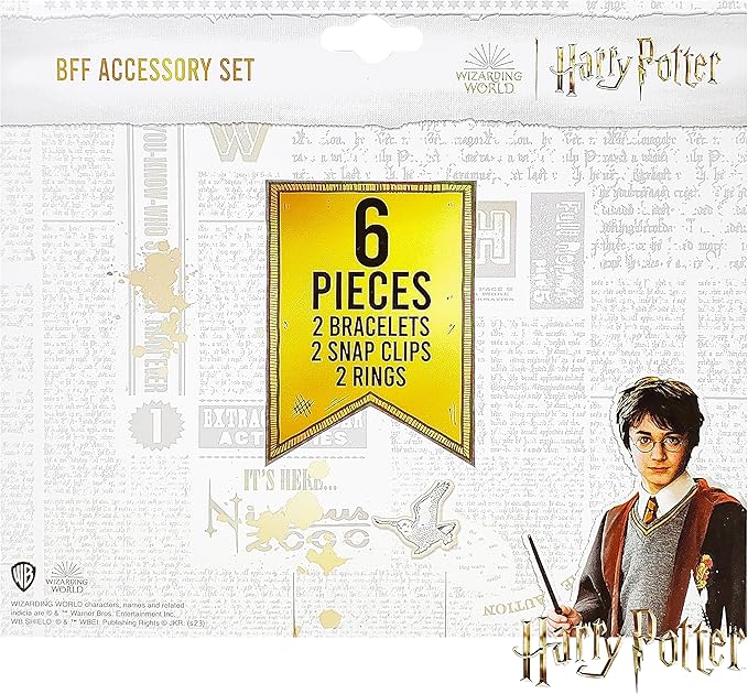LUV HER Harry Potter Girls BFF 6 Piece Toy Jewelry Box Set with 2 Rings, 2 Bead Bracelets and Snap Hair Clips Ages 3+
