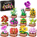 Flowers Bouquet Building Set, 1001 PCS Botanical Collection with Roses, Sunflowers etc. 12 Pack Mini Bonsai Block Toy, Gift for Kids 6+ & Adults for Christmas, Mother's Day, Valentine's Day