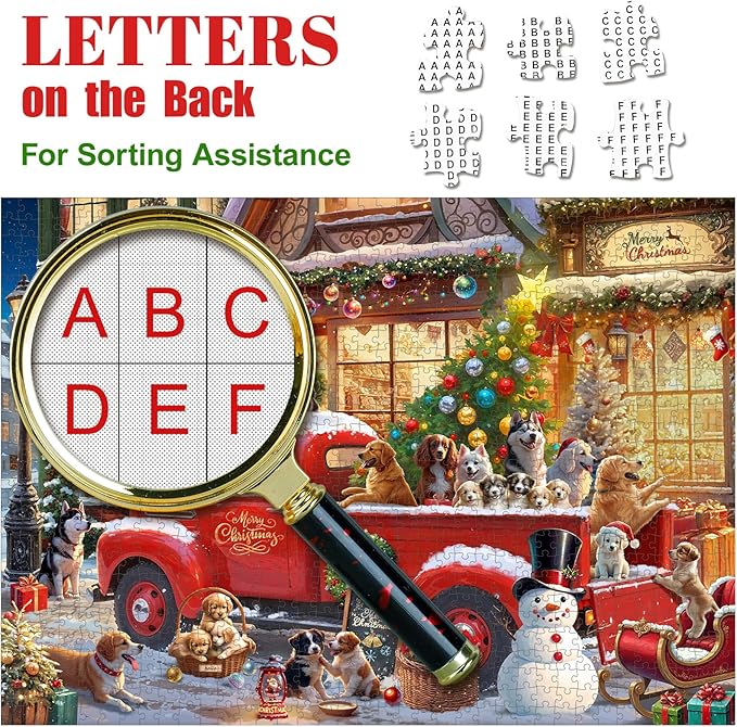 1000 Pieces Christmas Puzzles for Adults and Teenagers, Dogs' Christmas Jigsaw Puzzles Family Games, Gifts for Adults and Kids