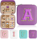 Parima Women's Fashion Jewelry Case Organizer | Small Purple Jewelry Box - Letter A