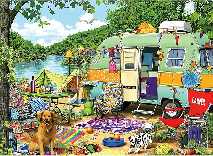 Puzzles for Adults 500 Pieces, Lakeside Camping Puzzle Challenging Puzzles for Adults, Jigsaw Puzzles 500 Pieces Ideal for Relaxation and Family Fun Puzzle Finished Size is 23 x 15 inch