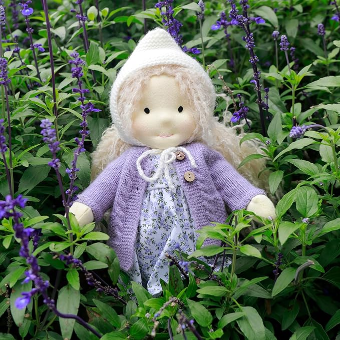 BlissfulPixie Handmade Waldorf Doll- Bunny 12", Soft Girl Rag Doll with Cute Stuffed Plush, Ideal First Doll for Babies & Toddlers
