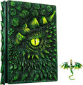 3D Dragon Eye Embossed Journal,Resin Engraving Notebook,Dnd notebook for Dragon Lovers ，Blank Paper,Hardcover Travel Notepad for Writing,Sketchbook,Collection,Gift,Decoration A4 and A5 Size (A5-Green