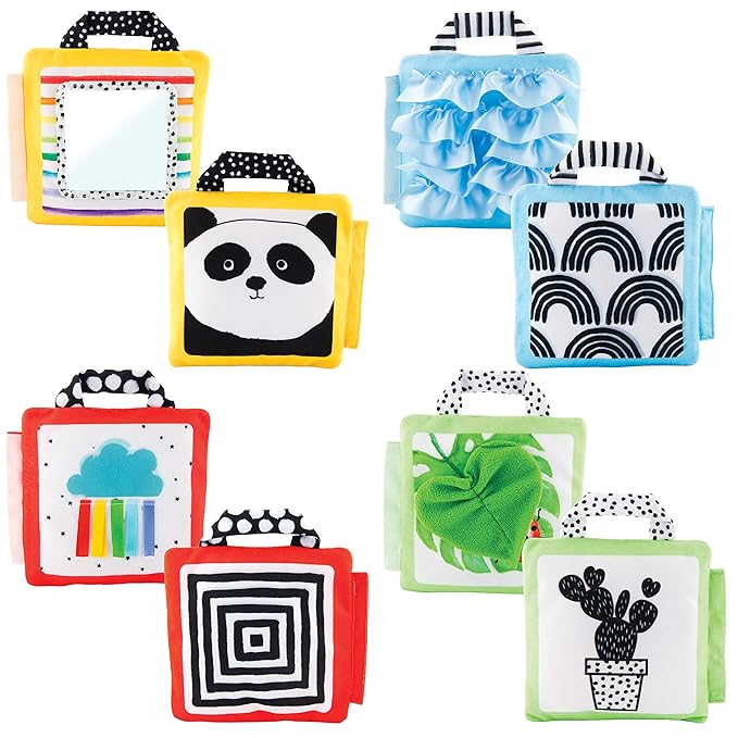 Sassy Reversible Soft Sensory Activity Panels, 4Count, Ages 0+ Months (Pack of 6)