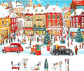 Vintage Christmas Town Jigsaw Puzzles for Adults 500 Pieces Winter Holiday Scene with Classic Cars, Festive Shoppers, Decorated Tree & Snowy Streets - Family Challenge Puzzle （23"x15"