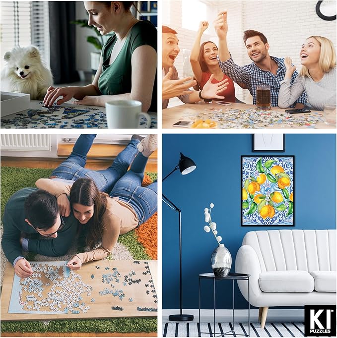 KI Puzzles 500 Piece Puzzle for Adults Aromatherapy Mediterranean Tile Jigsaw + Scented Candle Playview Brands