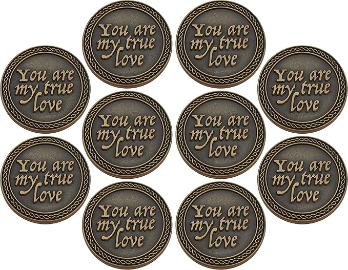 Bulk Set of 10 Romantic Love Expression Coins, You are My True Love, & The Best Thing That Ever Happened to Me, Anniversary Pocket Tokens for Date Night, Love Gift for Men & Women, from Him or Her