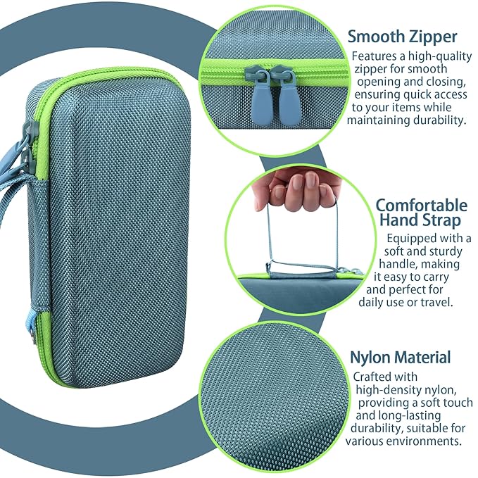 co2CREA Hard Case for 3Doodler Start+ Essentials (2024) 3D Pen Set - Storage Organizer with Custom Slots for Art Activity Set, Printing Filament Refill and USB Charger, Light Blue Case + Green Zipper