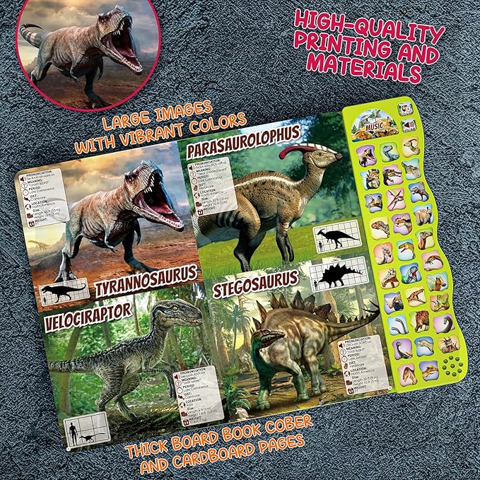 Dinosaur Toys for Kids 3-5 Dinosaur Book with Sounds 30 Species Names & Realistic Sounds InteractiveToys for Boys Girls Kids 2 3 4 5 6 7 Year Old Dinosaur Toys Gifts(Dinosaur Book)