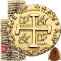Large Metal Pirate Coins - 100 Gold Treasure Coin Set, Metal Replica Spanish Doubloons for Pirate Party Decorations & Favors, Tokens, Toys, Cosplay - Pirate Treasure Chest, Size 1.18"