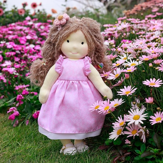 BlissfulPixie Handmade Waldorf Doll- Amy 12", Soft Girl Rag Doll with Cute Stuffed Plush, Ideal Present for Babies & Toddlers