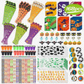 Shemira Halloween Party Favors for Kids,168pcs Halloween Stationery gift kit,Halloween Miniatures Prizes,Trick or Treating Goodie Bag Fillers including Notepad,Stamper,Sticker,Pencil,Eraser,Ruler