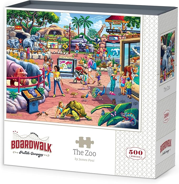 Boardwalk Puzzles The Zoo, 500 Piece Jigsaw Puzzle for Adults, Made in USA