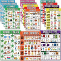16 English Phonics Posters Language Arts Charts for Kids Toddler Learning Vowels Posters, Phonics Poster for Classroom, Digraphs and Blends Poster, Sound Wall Phonics Chart, Boho Classroom
