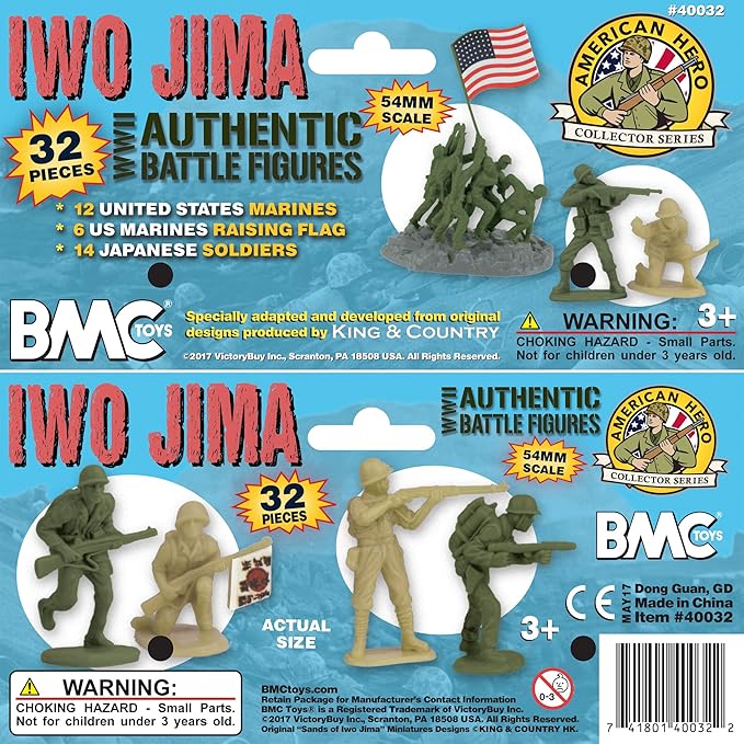 BMC WW2 Iwo Jima Plastic Army Men - 32 American and Japanese Soldier Figures