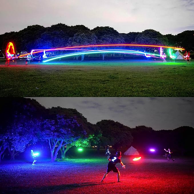TOSY Bundle of 3-2X Green + Red - Flying Disc 36 LEDs, Super Bright, Smart Modes, Auto Light Up, Rechargeable, Cool Fun Christmas, Birthday & Camping Gift for Men/Boys/Teens/Kids, 175g Frisbee