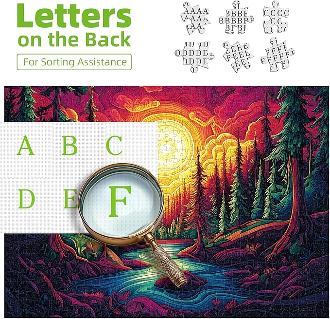 Forest Landscape Jigsaw Puzzles for Adults 1000 Pieces Sunset Scene River Tree Puzzle Challenging Difficult Puzzles Nature Art Family Challenging Funny Puzzle Perfect for Game Nights (27.5"X19.6")