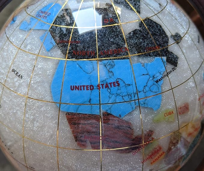 Unique Art 10-Inch Tall Table Top Pearl Ocean Gemstone World Globe with Copper Tripod Stand (150 GT Pearl Copper)