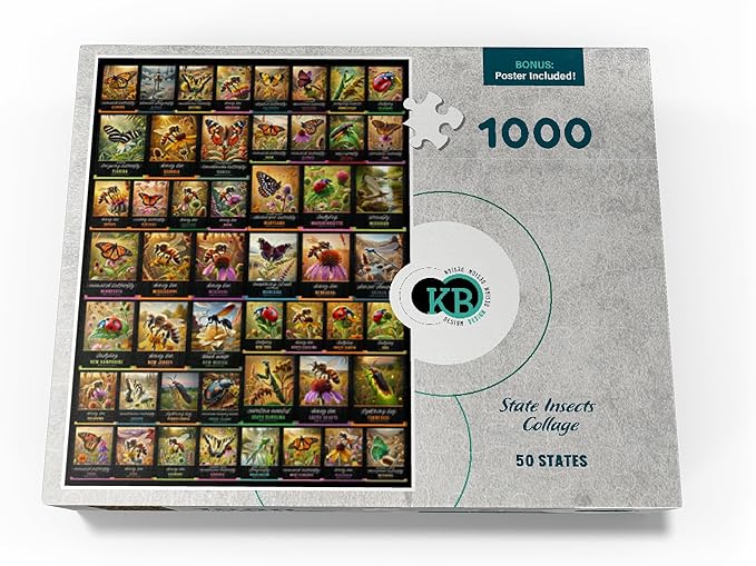 MyPuzzle Collage: State Insects Poster, Vol.1 - Premium 1000 Piece Jigsaw Puzzle for Adults