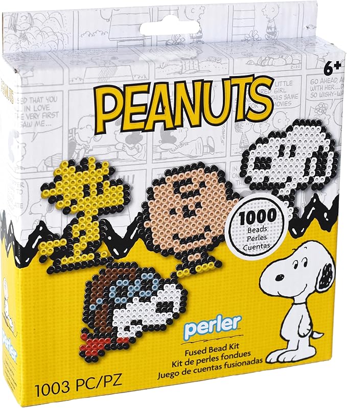 Perler 80-57193 Peanuts Snoopy and Friends Fused Bead Craft Activity Kit with Four Patterns, Multicolor, 1003 Pieces