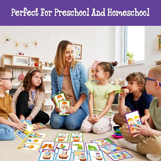4-Scene Sequencing Cards, 72 Sequence Card Game for Preschool, Kids Learning Order and Logic, Speech Therapy Materials for Autism, Early Learning Activity-Storytelling, Social Skills,Sentence Building