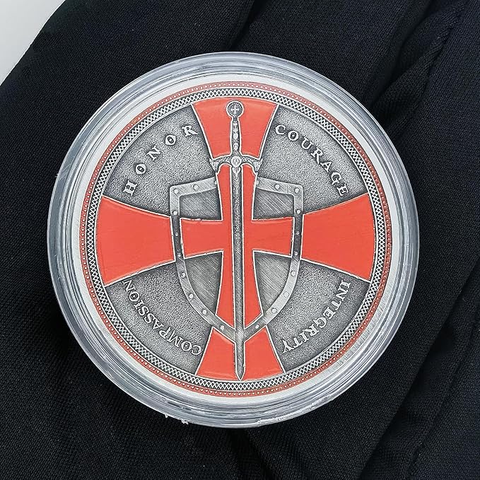 Christian Warrior Challenge Coin - The Knight Templar Coin Red Cross Religious Collection Coin