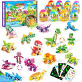 Dinosaur Party Favors for Kids – 12 Dino Figures in Prefilled Eggs, 3-in-1 Building Block Toy Set with Glow Tattoos, Christmas & Birthday Gift, Goodie Bag Filler, Stocking Stuffer, Boys & Girls 6+