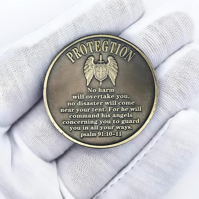 The Archangel Michael Challenge Coin Religious Coin Christian Collectible Psalm 91:10-11 (Pack of 6)