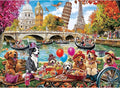 Puzzles for Adults 500 Pieces - Fun Picnic Pups Around The World Puzzle, Dog Gone Days Jigsaw Puzzle, Camping Animal Puzzles for Teens 12-16, Impossible Puzzle Perfect for Game Nights 20.5X 15 in